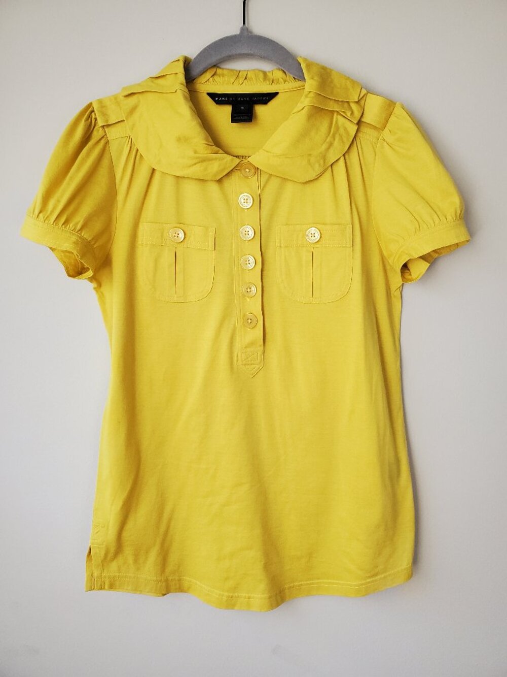 Marc by Marc Jacobs Mustard Yellow Cotton Puff Sleeve Top Small